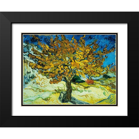 Mulberry Tree Black Modern Wood Framed Art Print with Double Matting by Van Gogh, Vincent