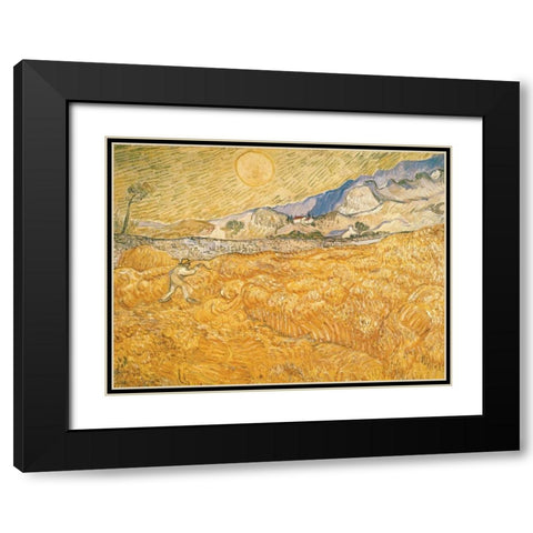 The Harvester Black Modern Wood Framed Art Print with Double Matting by van Gogh, Vincent