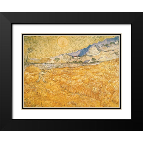 The Harvester Black Modern Wood Framed Art Print with Double Matting by van Gogh, Vincent