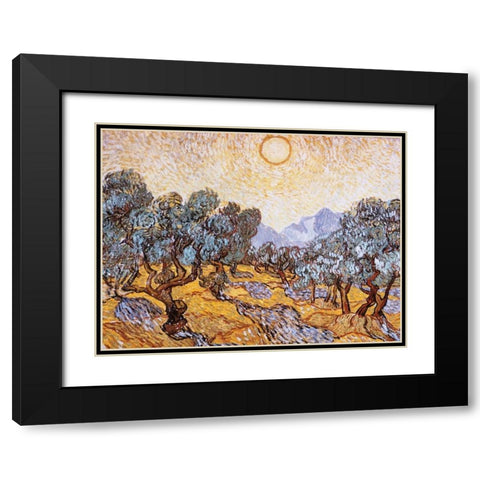 The Olive Trees Black Modern Wood Framed Art Print with Double Matting by Van Gogh, Vincent