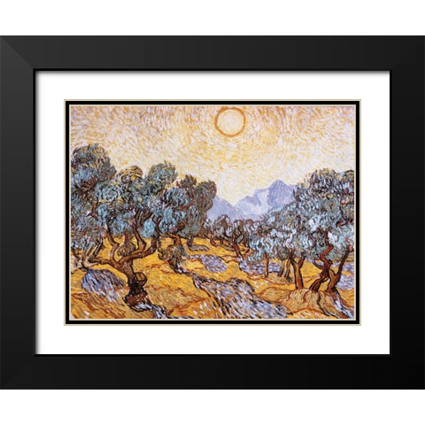 The Olive Trees Black Modern Wood Framed Art Print with Double Matting by Van Gogh, Vincent