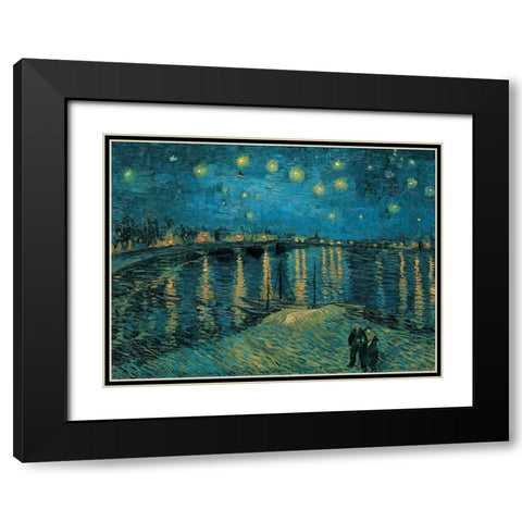 The Starry Night Black Modern Wood Framed Art Print with Double Matting by Van Gogh, Vincent