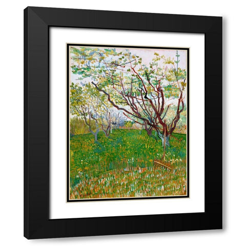 The Flowering Orchard Black Modern Wood Framed Art Print with Double Matting by van Gogh, Vincent