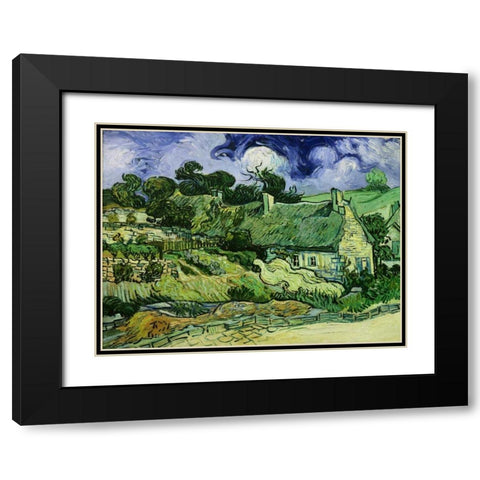 House with Straw Ceiling Cordeville Black Modern Wood Framed Art Print with Double Matting by Van Gogh, Vincent