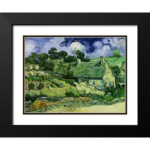 House with Straw Ceiling Cordeville Black Modern Wood Framed Art Print with Double Matting by Van Gogh, Vincent