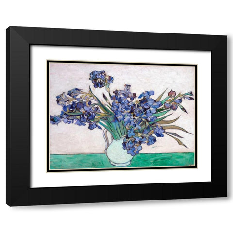 Irises Black Modern Wood Framed Art Print with Double Matting by Van Gogh, Vincent