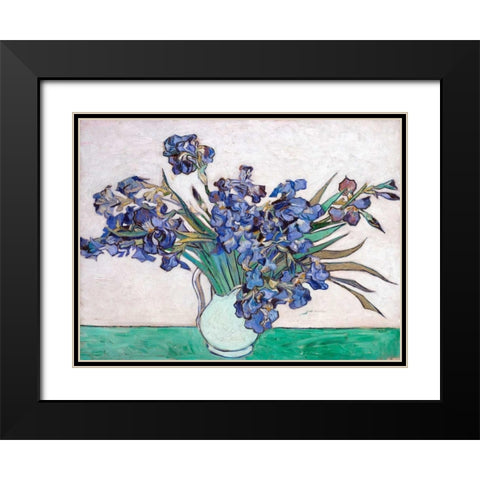 Irises Black Modern Wood Framed Art Print with Double Matting by Van Gogh, Vincent