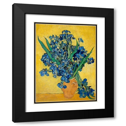 Irises Black Modern Wood Framed Art Print with Double Matting by Van Gogh, Vincent
