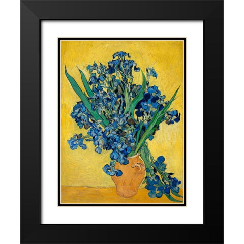 Irises Black Modern Wood Framed Art Print with Double Matting by Van Gogh, Vincent