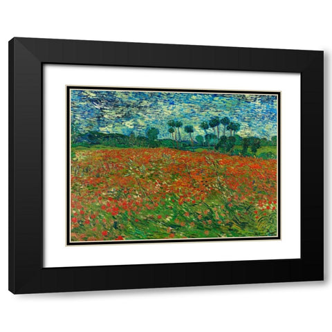 Poppy field Black Modern Wood Framed Art Print with Double Matting by Van Gogh, Vincent