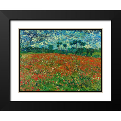 Poppy field Black Modern Wood Framed Art Print with Double Matting by Van Gogh, Vincent