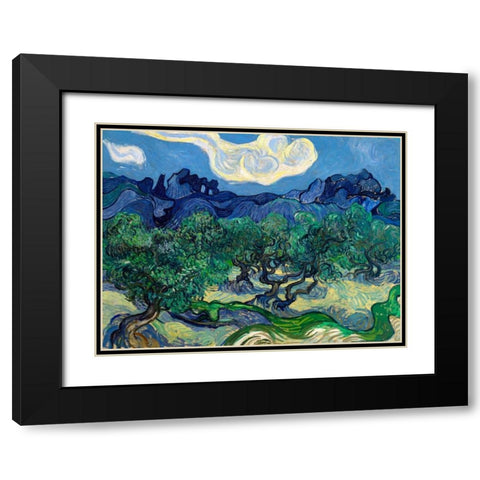 The Olive Trees Black Modern Wood Framed Art Print with Double Matting by Van Gogh, Vincent