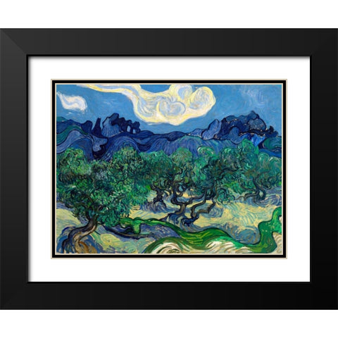 The Olive Trees Black Modern Wood Framed Art Print with Double Matting by Van Gogh, Vincent