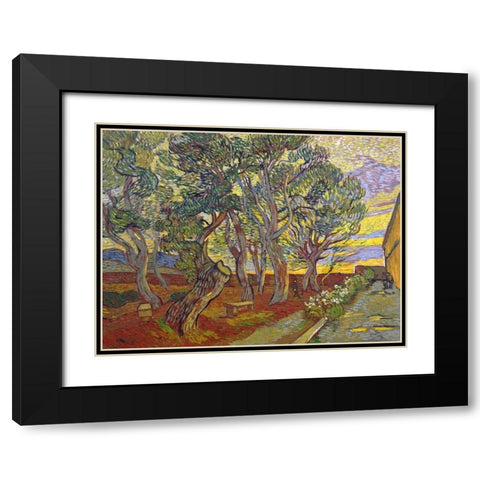 The garden of Saint Pauls Hospital Black Modern Wood Framed Art Print with Double Matting by van Gogh, Vincent