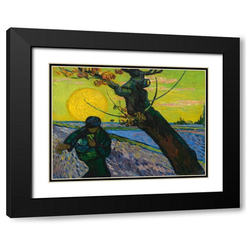 The sower Black Modern Wood Framed Art Print with Double Matting by van Gogh, Vincent