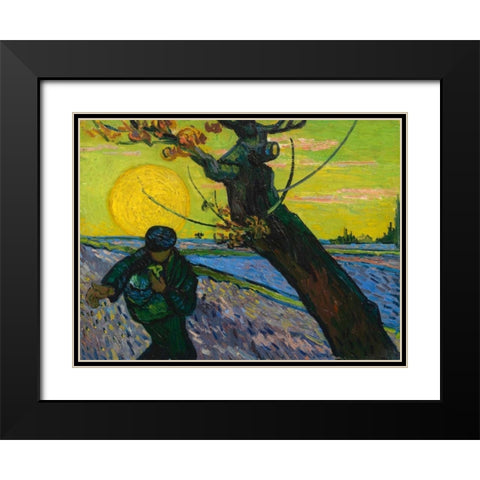 The sower Black Modern Wood Framed Art Print with Double Matting by van Gogh, Vincent