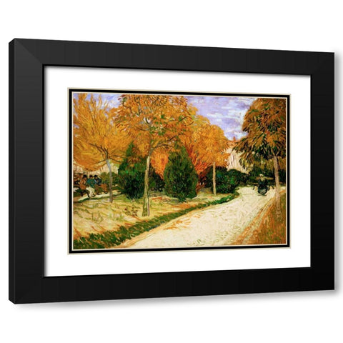 Garden in Autumn Black Modern Wood Framed Art Print with Double Matting by Van gogh, Vincent