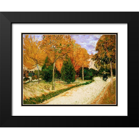 Garden in Autumn Black Modern Wood Framed Art Print with Double Matting by Van gogh, Vincent