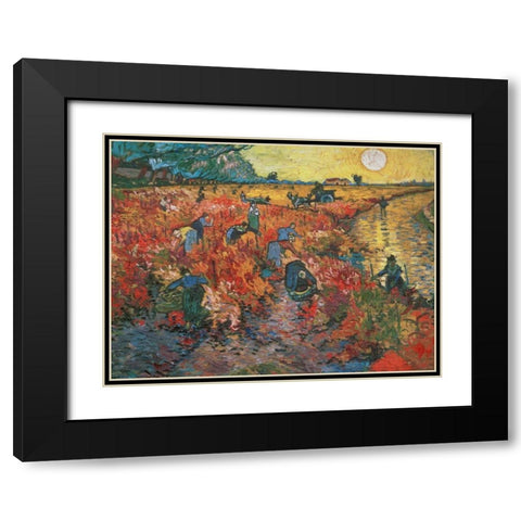 The red Vineyard at Arles Black Modern Wood Framed Art Print with Double Matting by Van gogh, Vincent