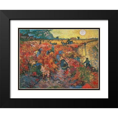 The red Vineyard at Arles Black Modern Wood Framed Art Print with Double Matting by Van gogh, Vincent