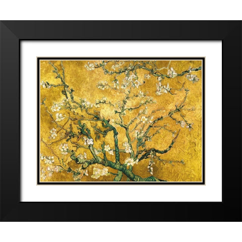 Mandorlo in fiore (gold variation) Black Modern Wood Framed Art Print with Double Matting by Van Gogh, Vincent