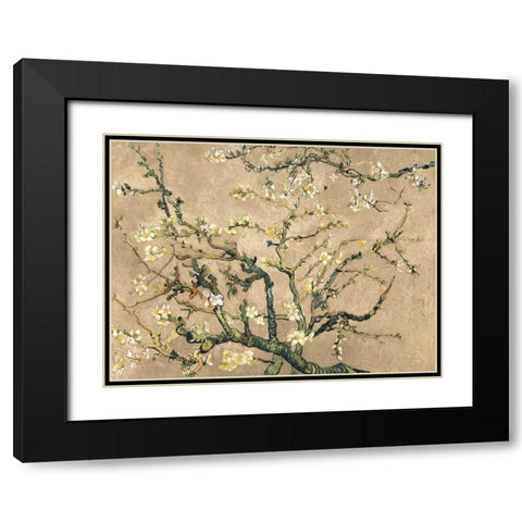 Mandorlo in fiore (beige variation) Black Modern Wood Framed Art Print with Double Matting by Van Gogh, Vincent