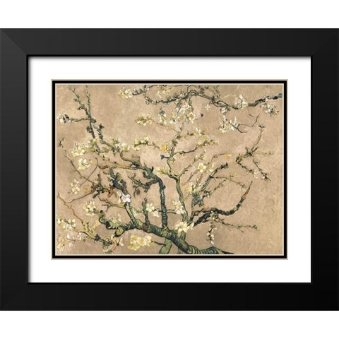 Mandorlo in fiore (beige variation) Black Modern Wood Framed Art Print with Double Matting by Van Gogh, Vincent