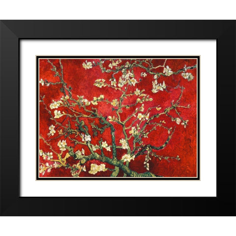 Mandorlo in fiore (red variation) Black Modern Wood Framed Art Print with Double Matting by Van Gogh, Vincent