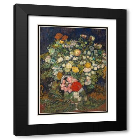 Bouquet of Flowers in a Vase Black Modern Wood Framed Art Print with Double Matting by van Gogh, Vincent