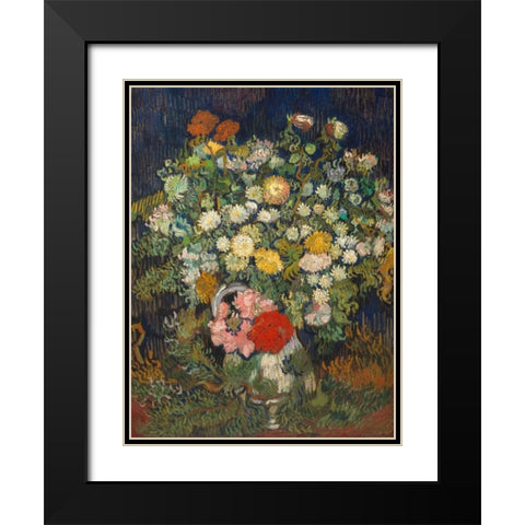 Bouquet of Flowers in a Vase Black Modern Wood Framed Art Print with Double Matting by van Gogh, Vincent