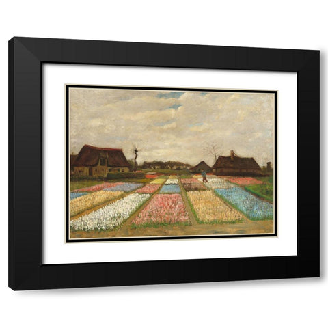 Flower Beds in Holland Black Modern Wood Framed Art Print with Double Matting by Vincent, van Gogh