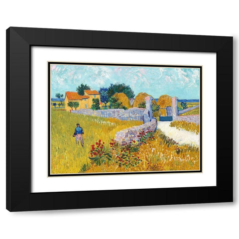 Farmhouse in Provence Black Modern Wood Framed Art Print with Double Matting by van Gogh, Vincent