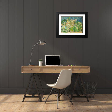 Blossoming Chestnut Branch Black Modern Wood Framed Art Print with Double Matting by van Gogh, Vincent