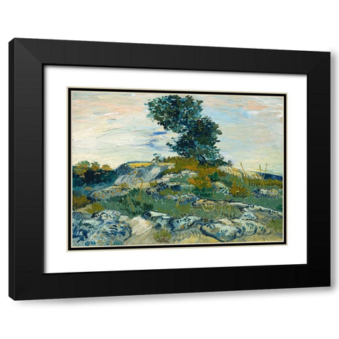 The Rocks Black Modern Wood Framed Art Print with Double Matting by van Gogh, Vincent