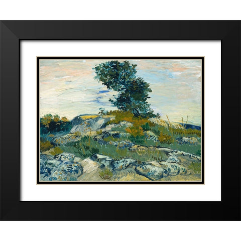 The Rocks Black Modern Wood Framed Art Print with Double Matting by van Gogh, Vincent