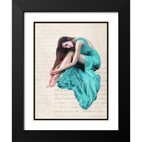Seated Beauty II Black Modern Wood Framed Art Print with Double Matting by Haal, Van