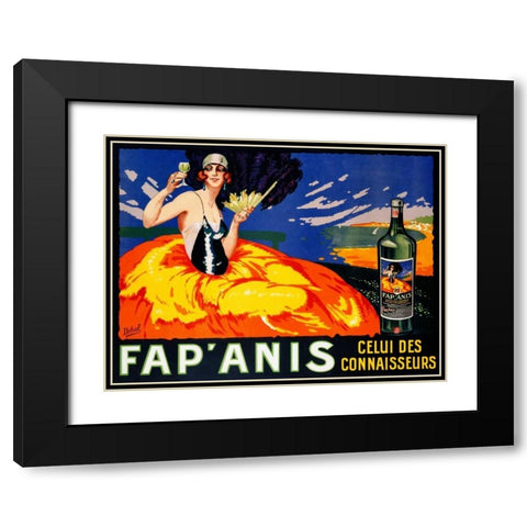 Fap Anis ca. 1920-1930 Black Modern Wood Framed Art Print with Double Matting by Delval