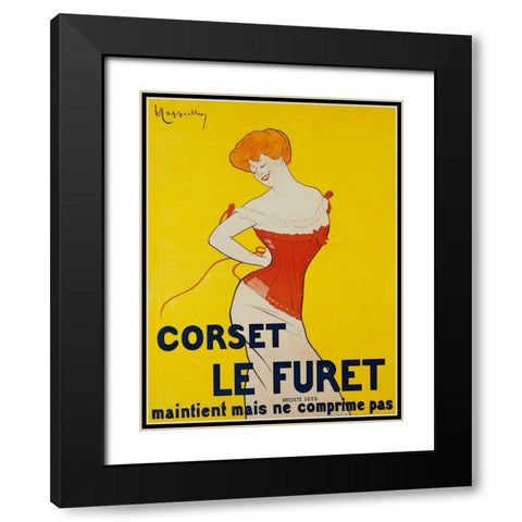 Corset le Furet 1901 Black Modern Wood Framed Art Print with Double Matting by Cappiello, Leonetto