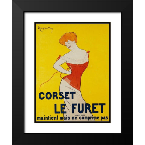 Corset le Furet 1901 Black Modern Wood Framed Art Print with Double Matting by Cappiello, Leonetto