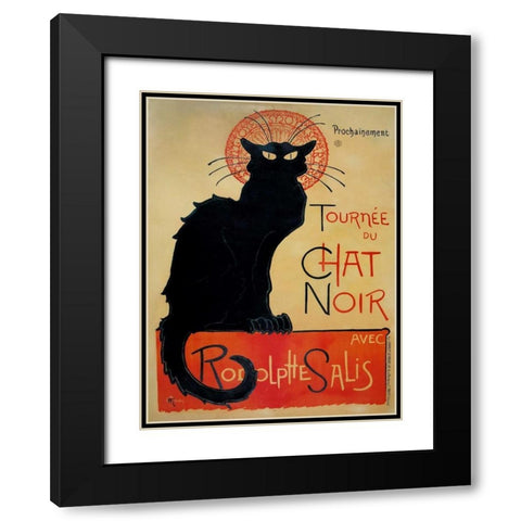 Tournee du Chat Noir Black Modern Wood Framed Art Print with Double Matting by Steinlen, Theophile