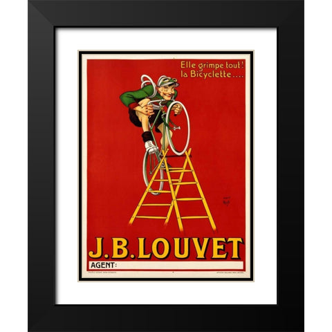 Louvet Bicycles Black Modern Wood Framed Art Print with Double Matting by Anonymous