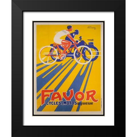 Favor Cycles et Motos 1927 Black Modern Wood Framed Art Print with Double Matting by Anonymous