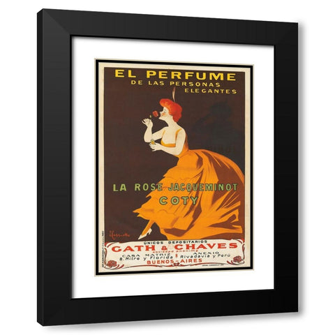 Jacqueminot Black Modern Wood Framed Art Print with Double Matting by Cappiello, Leonetto