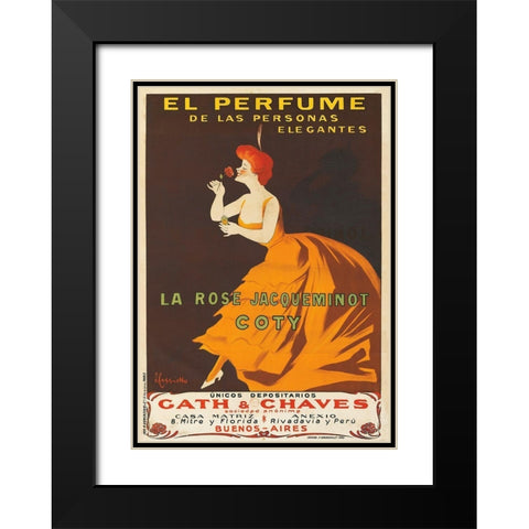 Jacqueminot Black Modern Wood Framed Art Print with Double Matting by Cappiello, Leonetto