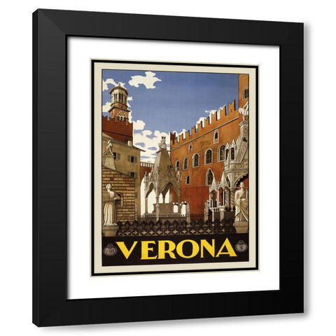 Verona, 1938 Black Modern Wood Framed Art Print with Double Matting by Anonymous