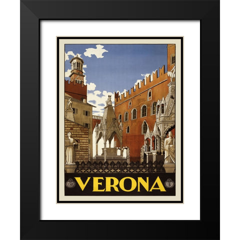 Verona, 1938 Black Modern Wood Framed Art Print with Double Matting by Anonymous