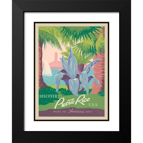 Visit Puerto Rico, 1940 Black Modern Wood Framed Art Print with Double Matting by Anonymous
