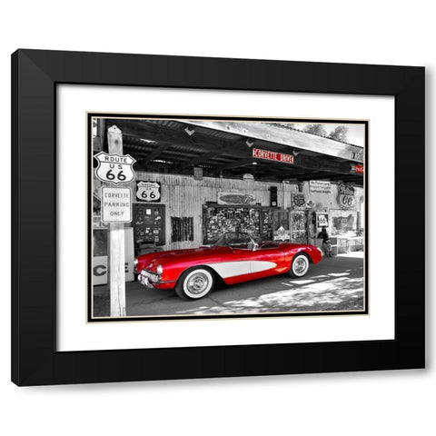 Red Corvette Black Modern Wood Framed Art Print with Double Matting by Ratsenskiy, Vadim
