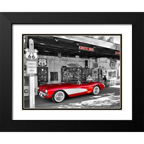 Red Corvette Black Modern Wood Framed Art Print with Double Matting by Ratsenskiy, Vadim