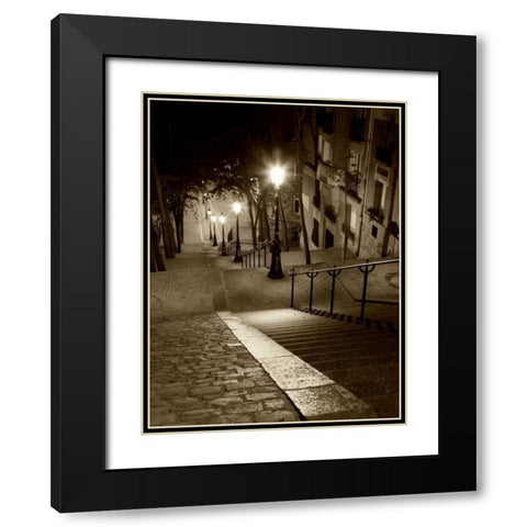 Montmartre Paris Black Modern Wood Framed Art Print with Double Matting by Ratsenskiy, Vadim